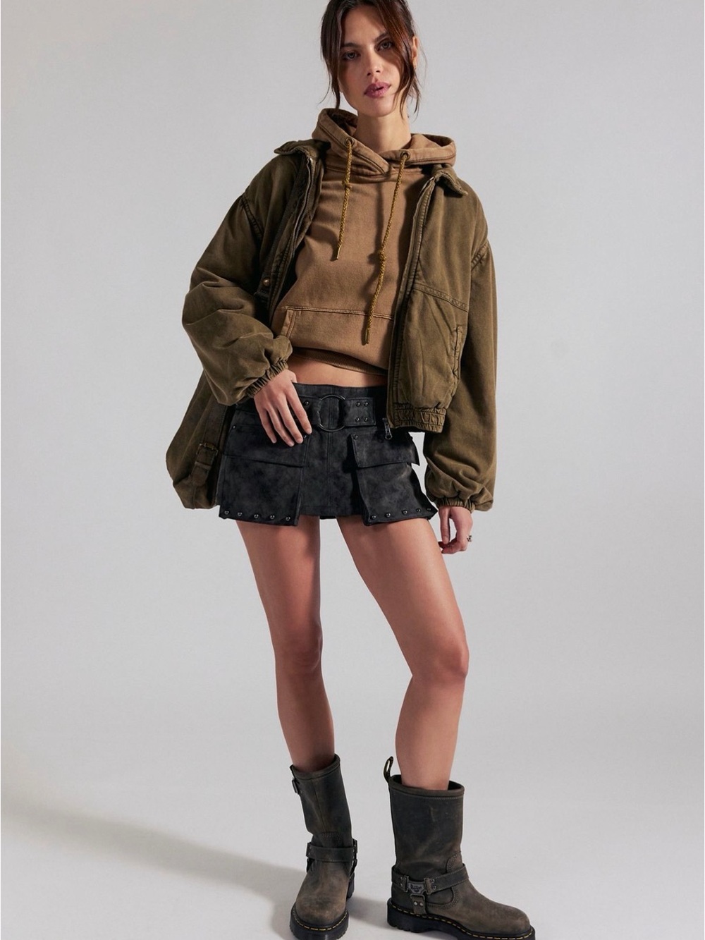 We The Free Micro Mini Suede Cargo Skort - Picture 3 of 12